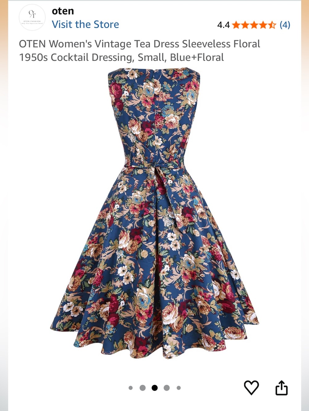 NWT Oten Women’s Vintage-Style Tea Dress - Picture 5 of 13